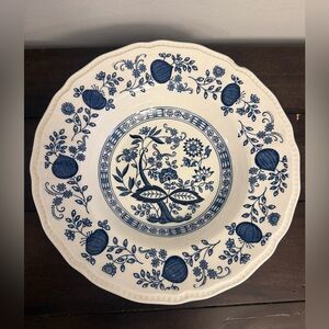 Kensington Ironstone England Blue White Floral Serving Bowl 10” Vintage